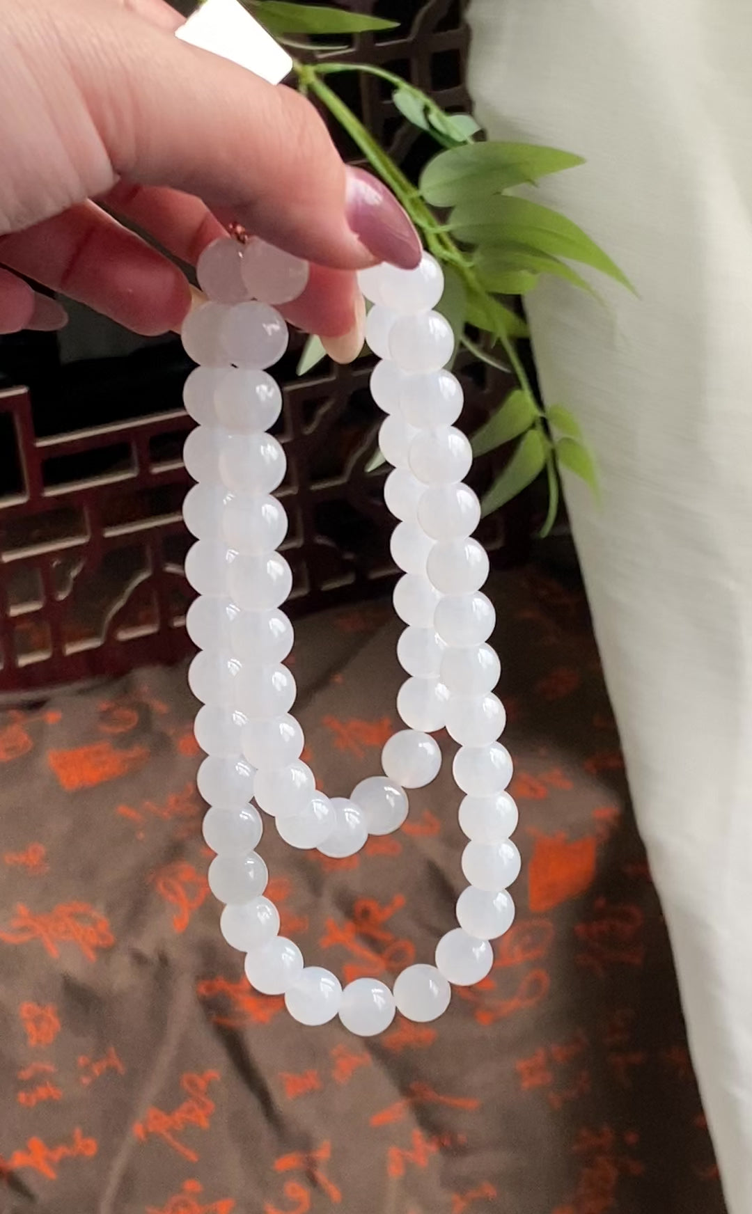 糯冰种白月光珠链（57颗）（yc194883）