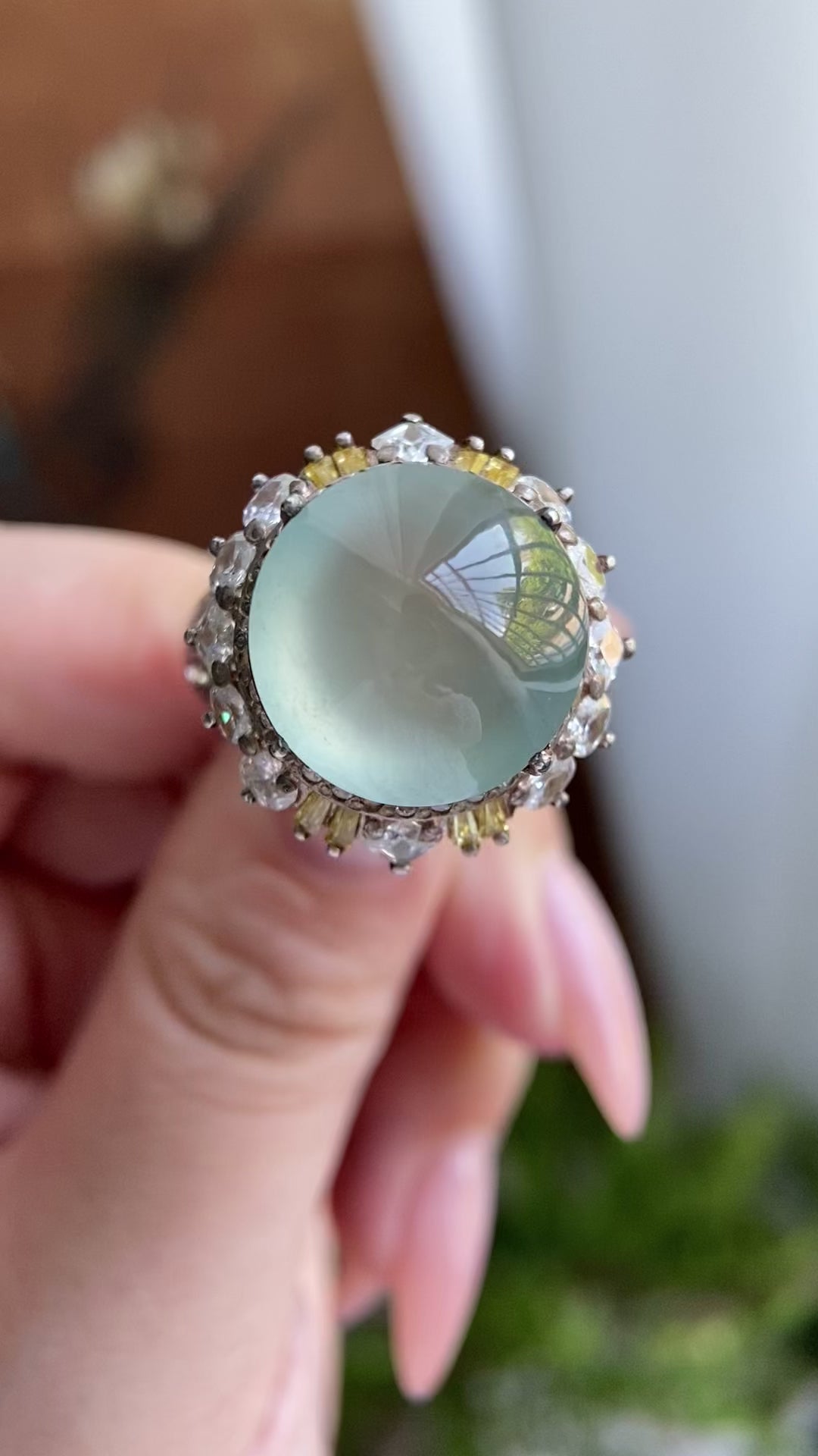 冰种正圆白月光戒面裸石（yc234334）