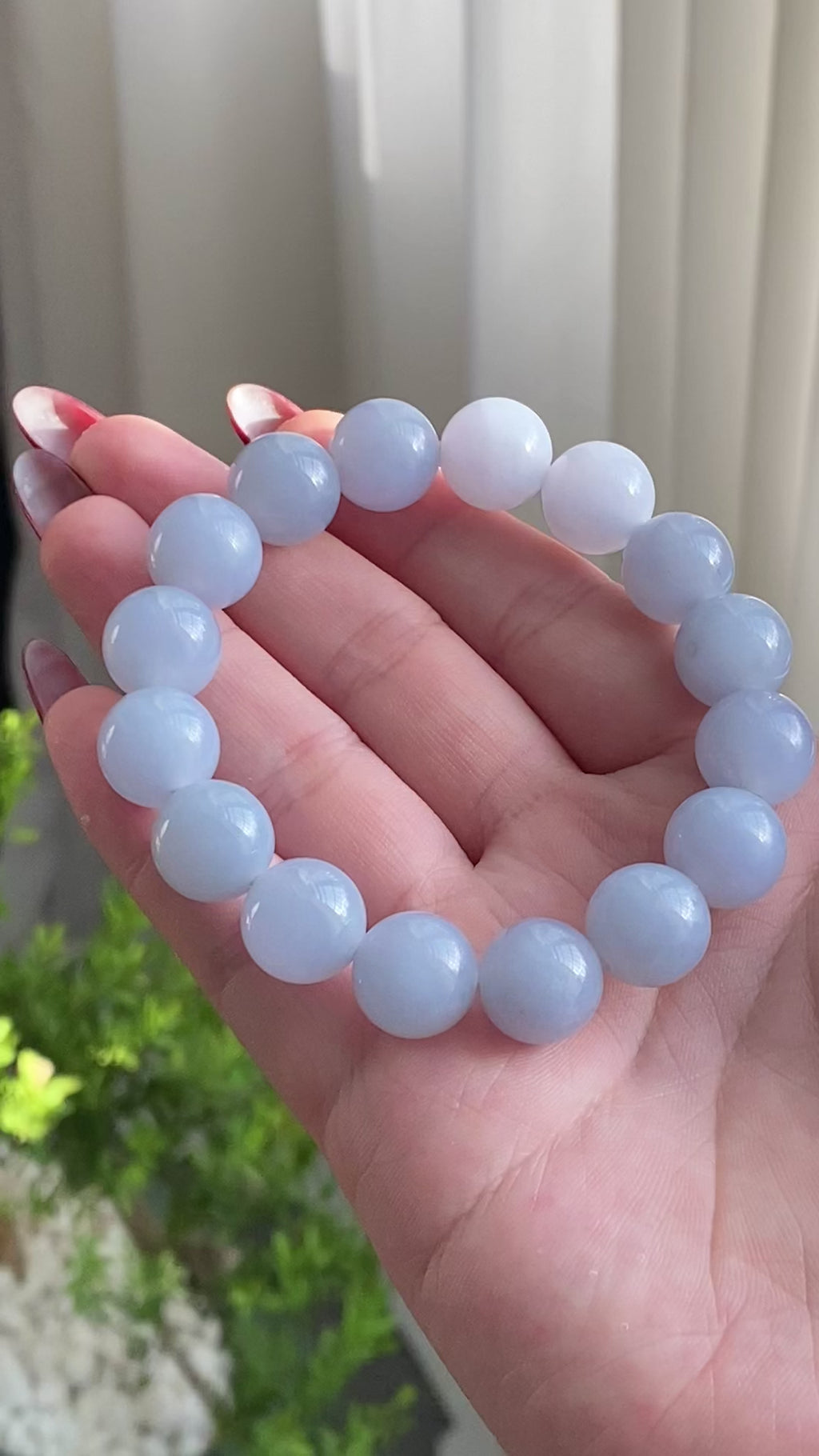 糯冰种紫罗兰单圈手串（16颗）（yc213185）