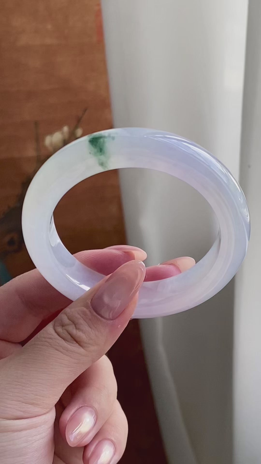 冰种淡春彩飘花平安镯（54圈）（yc228988）