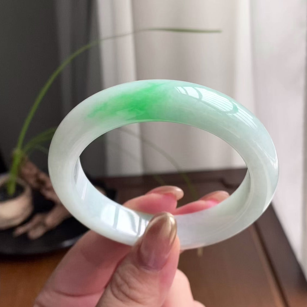 细糯种白底青平安镯（55圈）（yc259456）