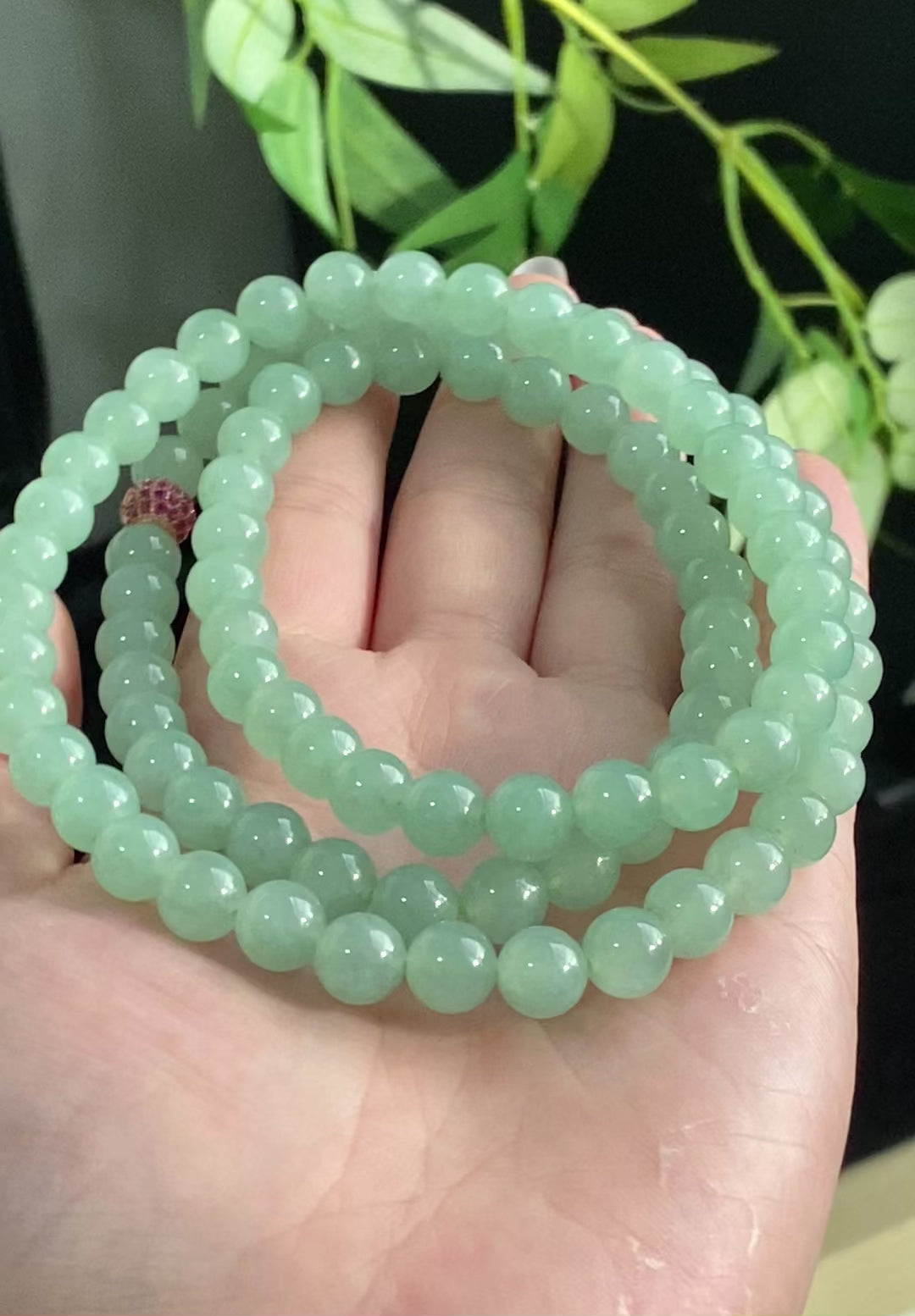 糯冰种晴底珠链（94颗）（yc196187）