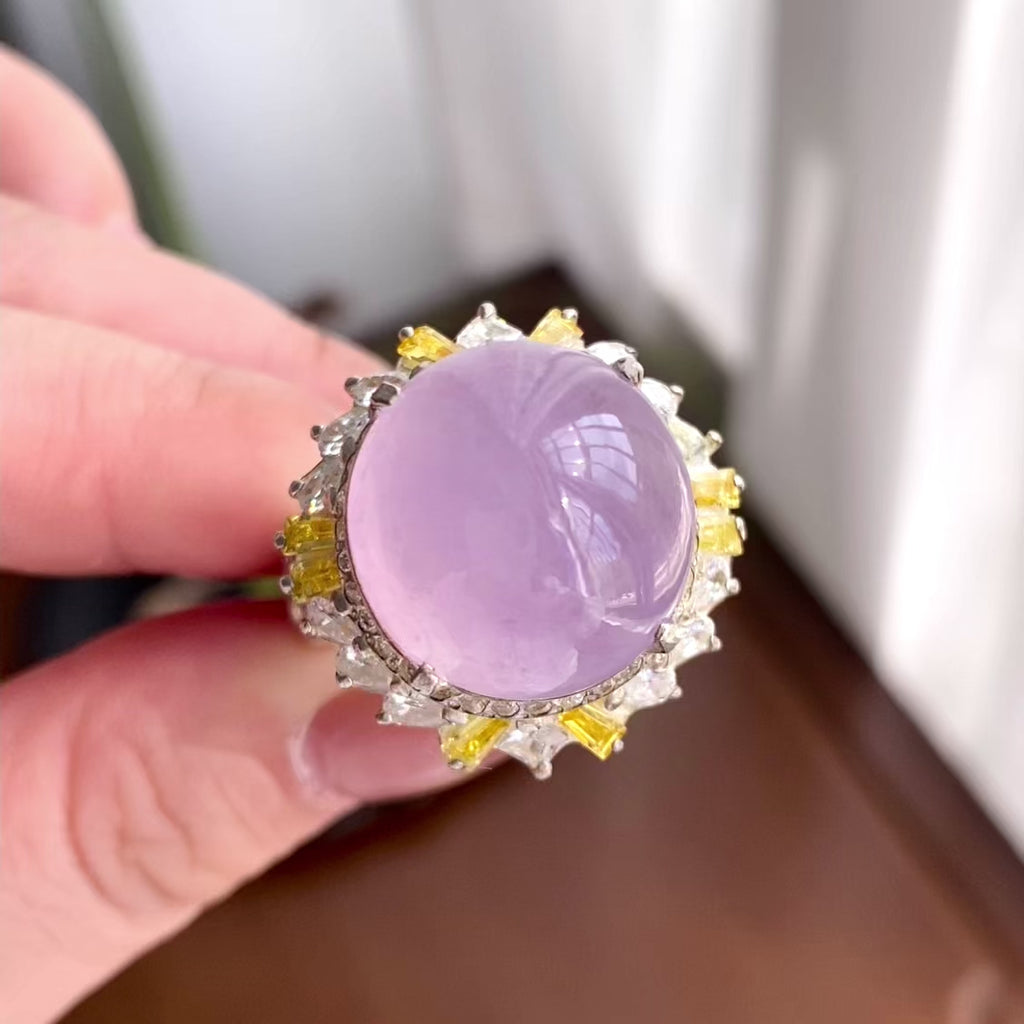 冰种粉春紫戒面裸石（yc258282）