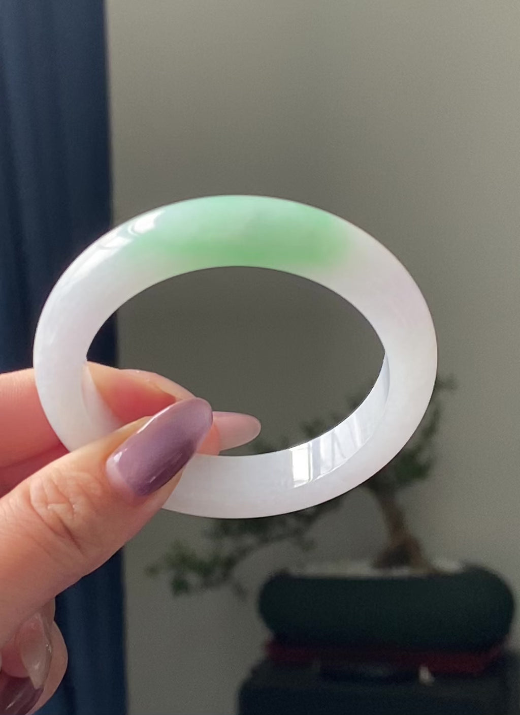 细糯种白底青平安镯手镯（53圈）（yc195669）