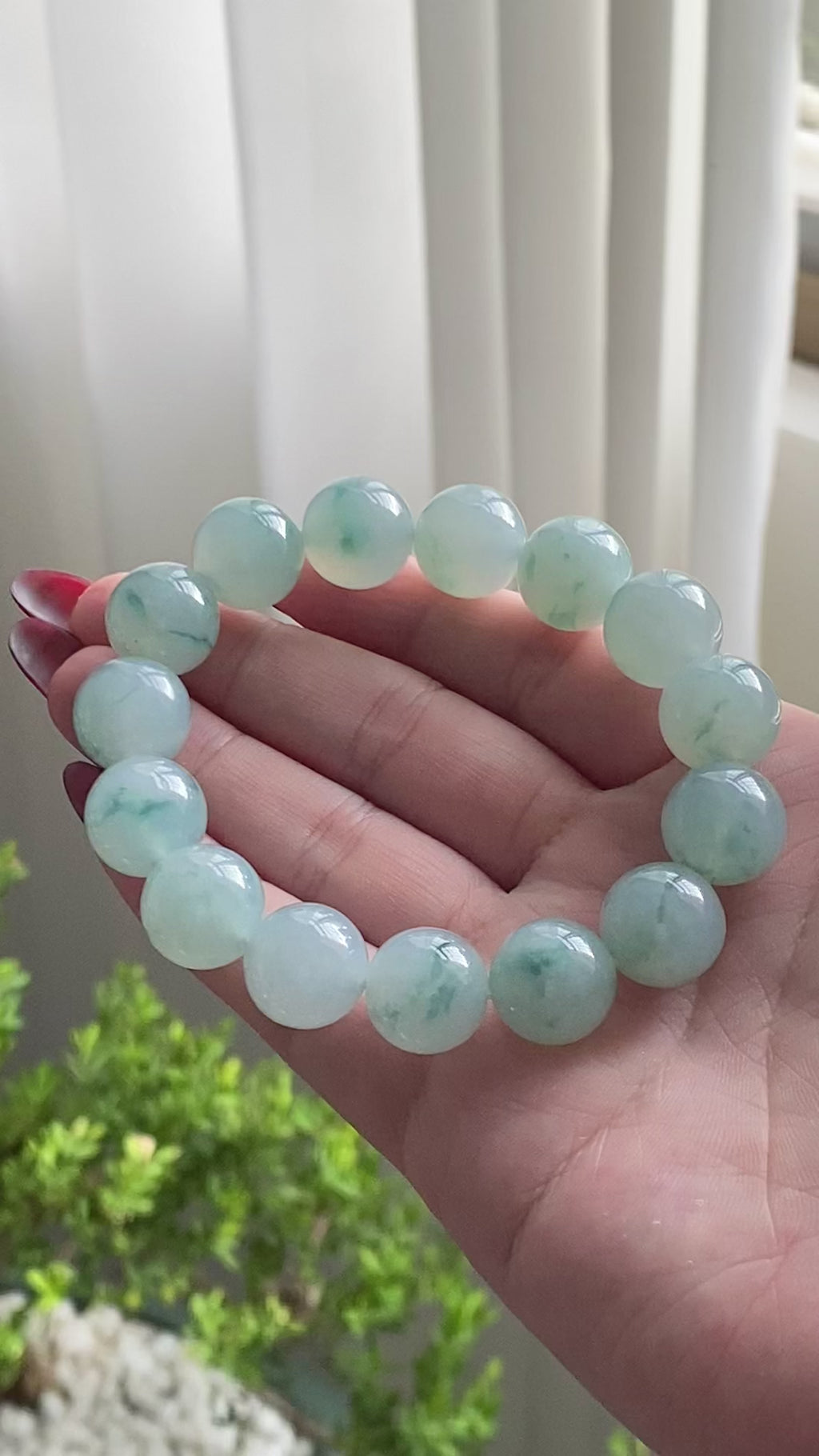 糯冰种飘花单圈手串（15颗）（yc213183）