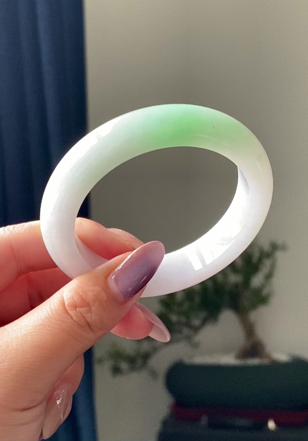 细糯种白底青平安镯手镯（53圈）（yc195663）