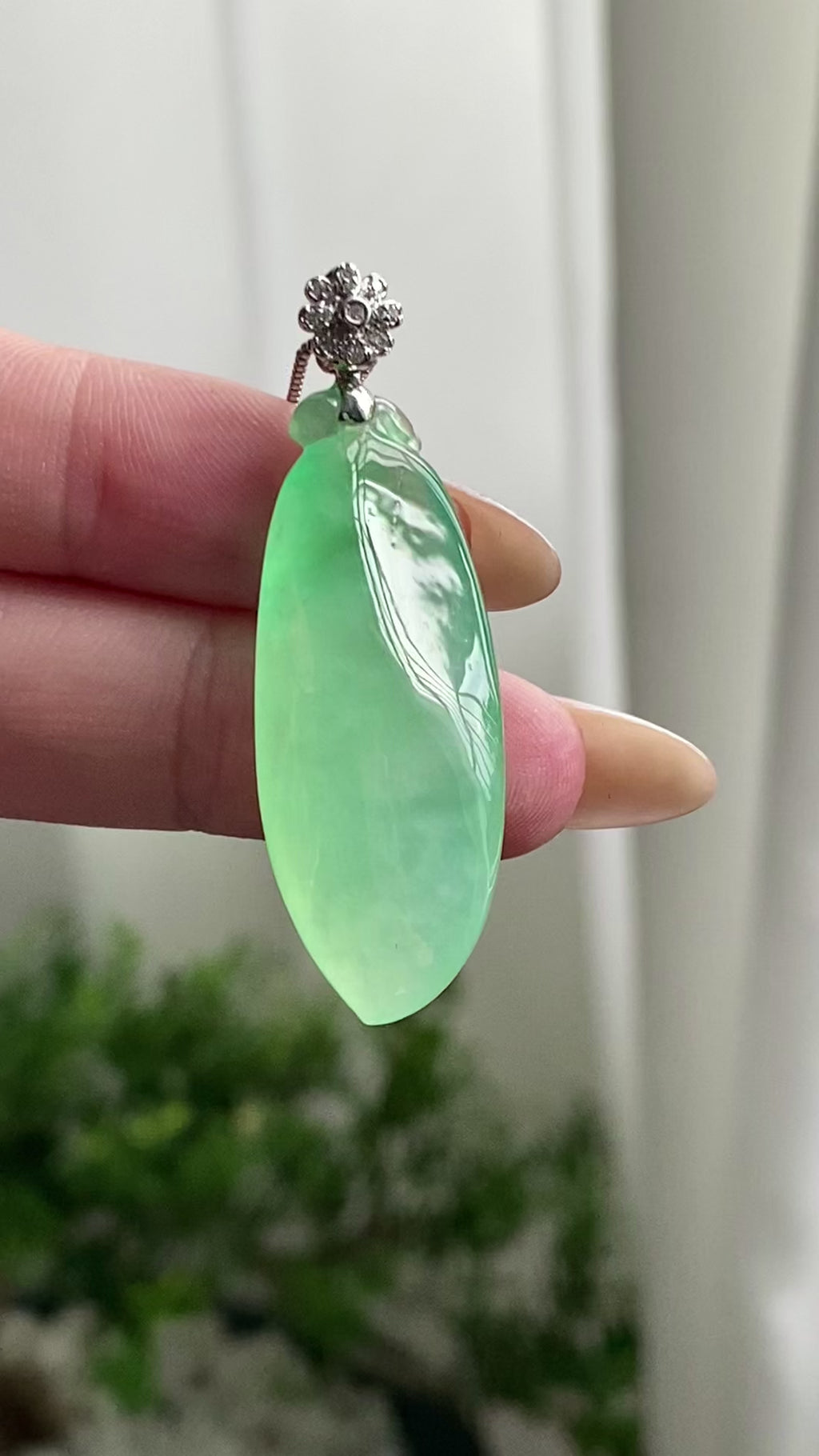 18k金钻镶冰种晴底福瓜吊坠（yc206760）