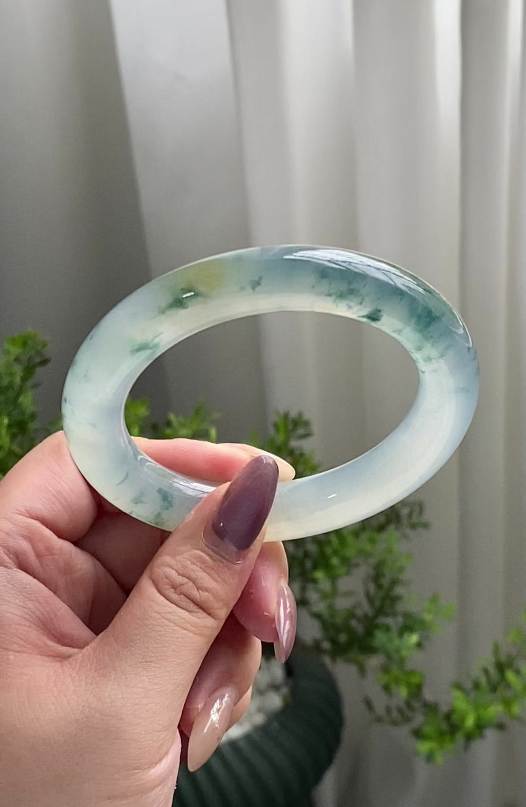 冰种飘花洒金圆条手镯（58圈）（yc199710）