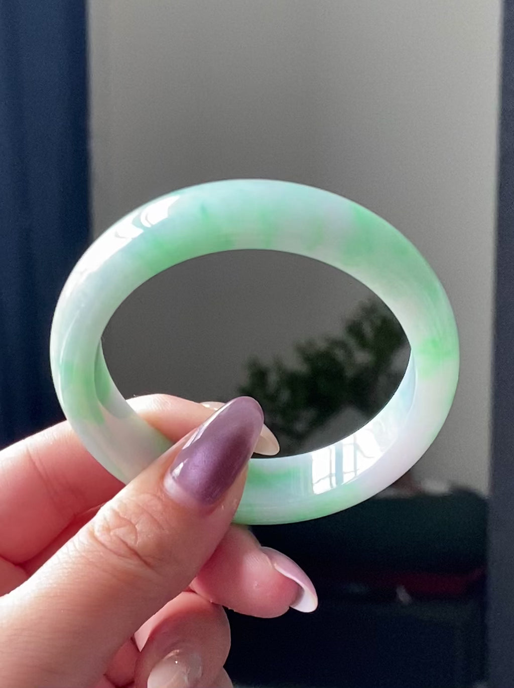 细糯种白底青平安镯手镯（53圈）（yc195685）