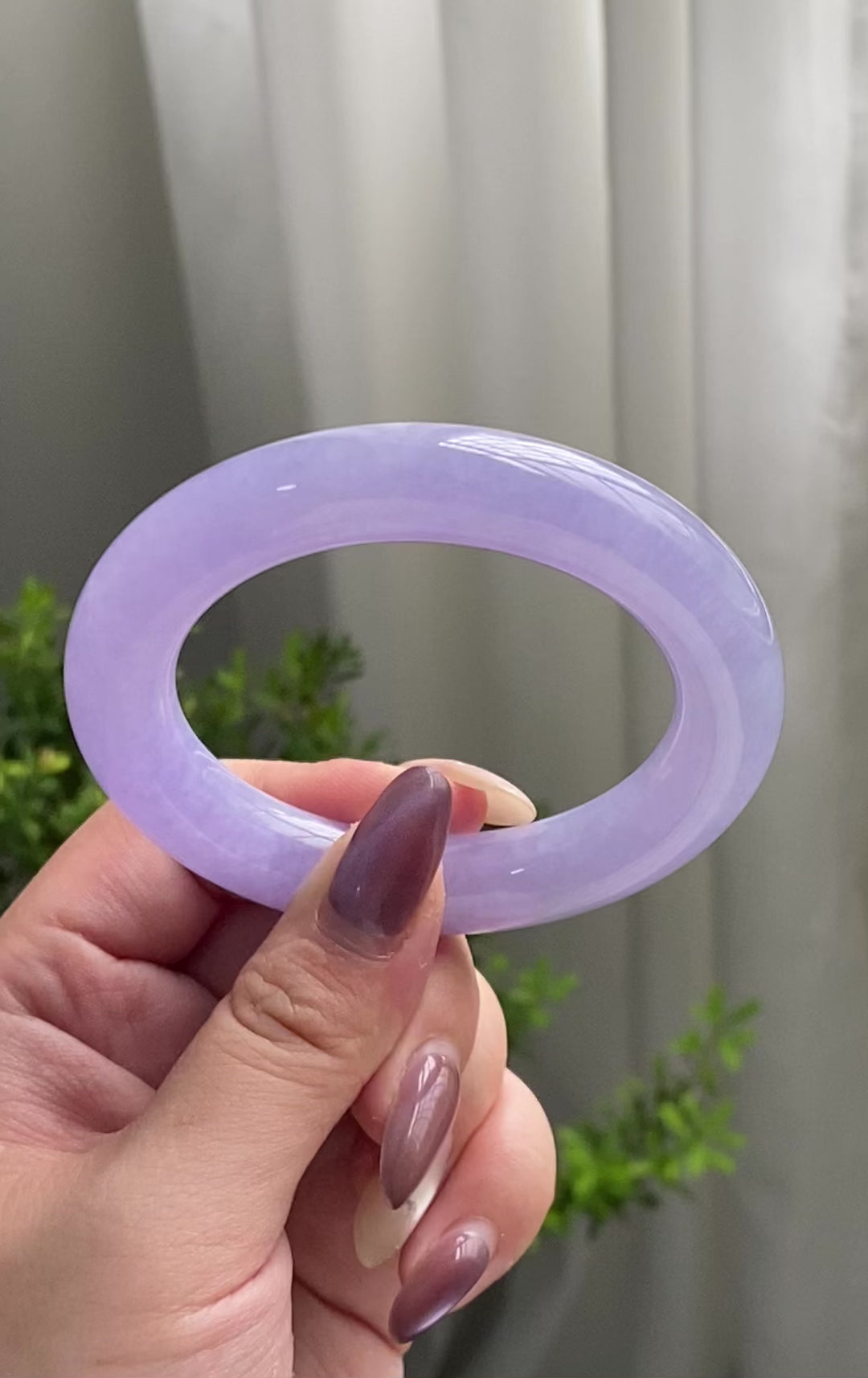 糯冰种紫罗兰圆条手镯（55圈）（yc199711）