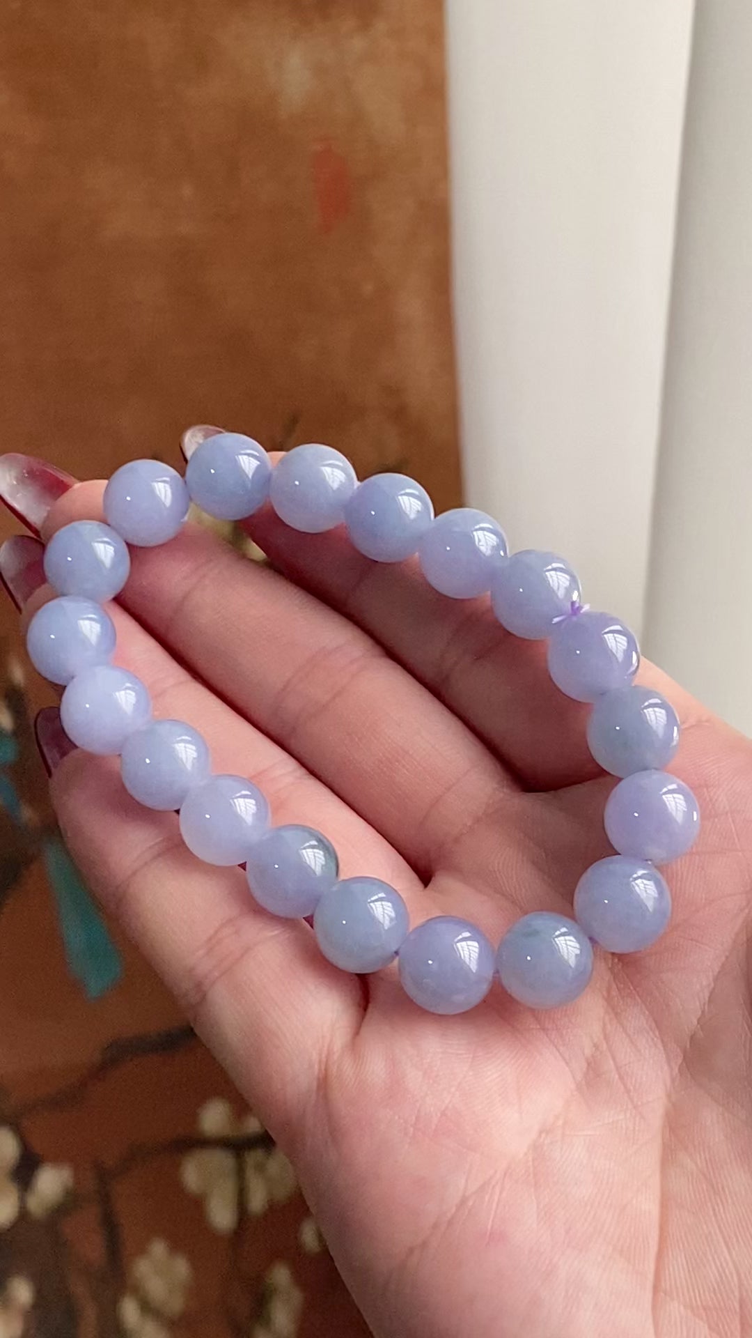 糯冰种紫罗兰单圈手串（19颗）（yc223984）