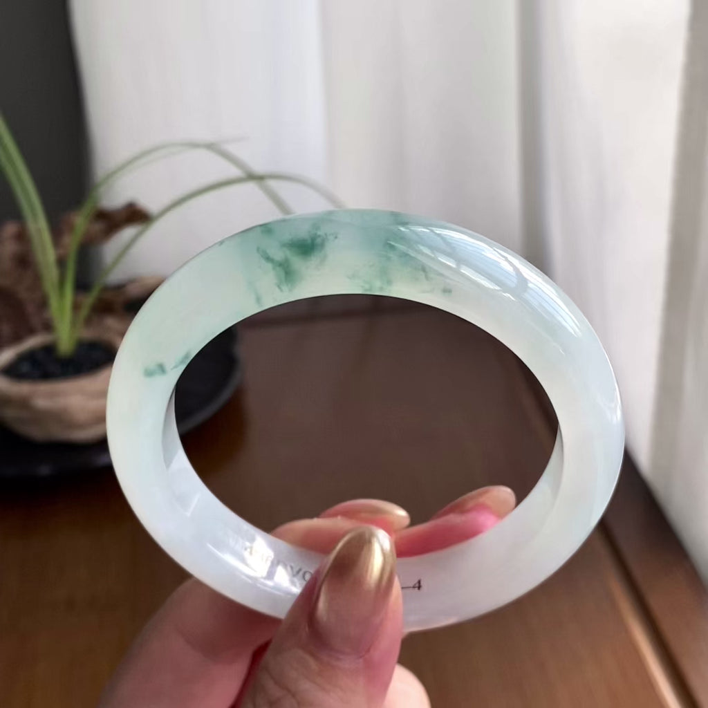 糯冰种飘花平安镯（57圈）（yc258983）